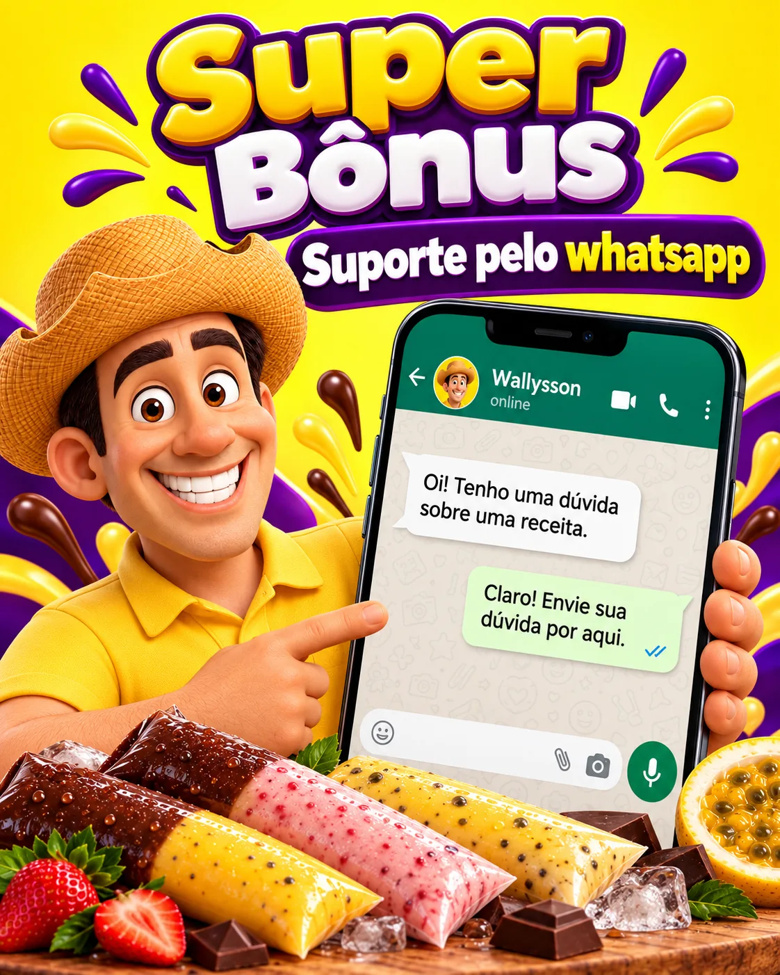 Criativo do Super Bônus: suporte do criador do e-book pelo WhatsApp